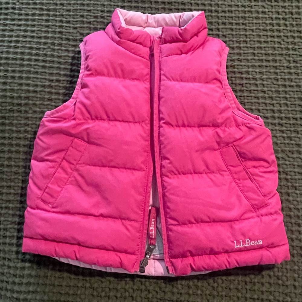 LL Bean Reversibke Pink Puffer Vest 3T